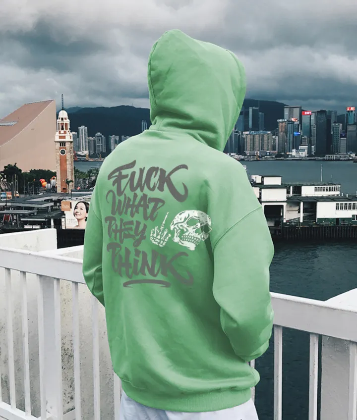 Fuck What They Think And Punk Skull Printed Mens Hoodies