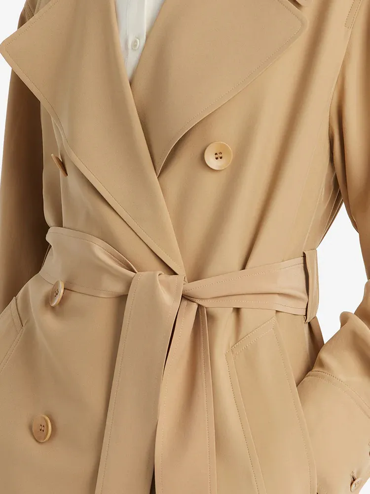 Mulberry Silk Women Trench Coat With Belt