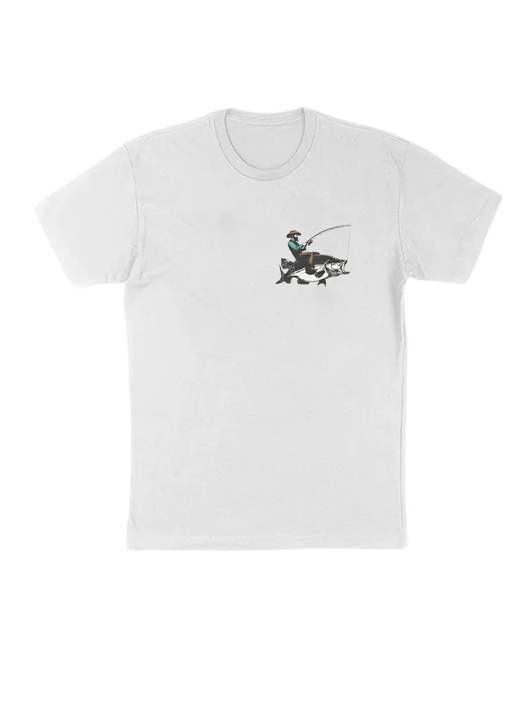 Man Riding On A Big Fish Printed T-Shirt