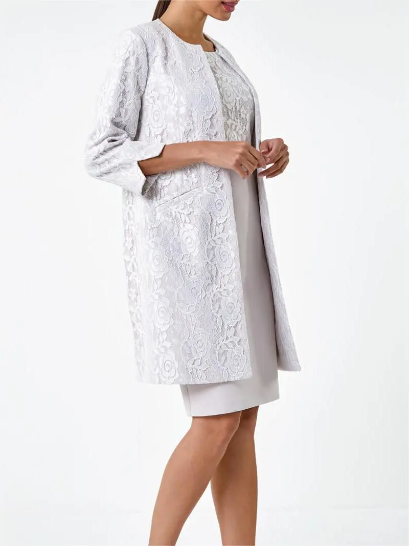 Ivory Lace Longline Formal Jacket