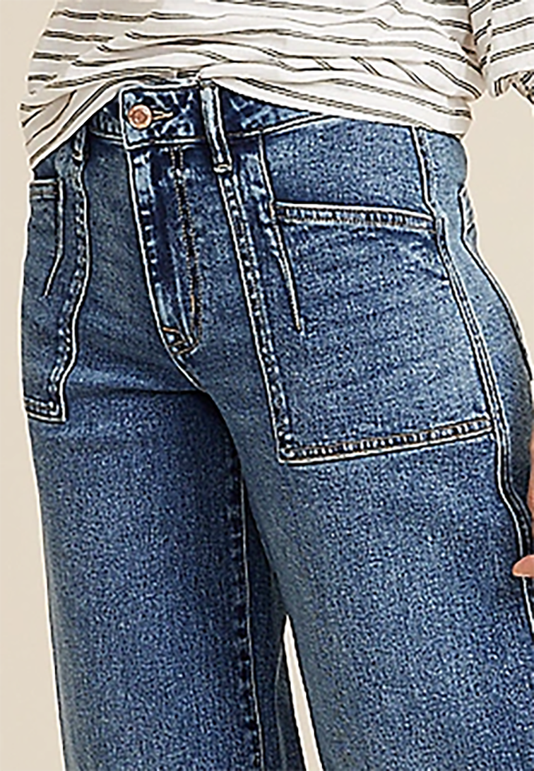 Patch Pocket High Rise Wide Leg Jean