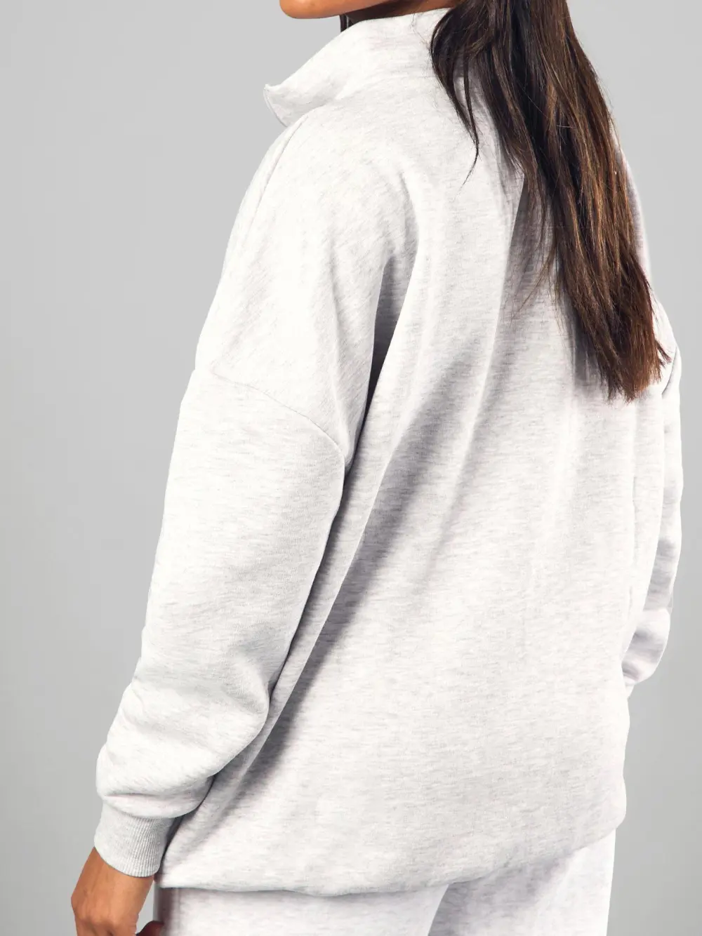 HALF ZIP APPLIQUE OVERSIZED SWEATSHIRT