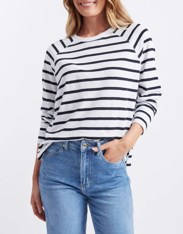 Yasmin Long Sleeve Top - White/Black Stripe