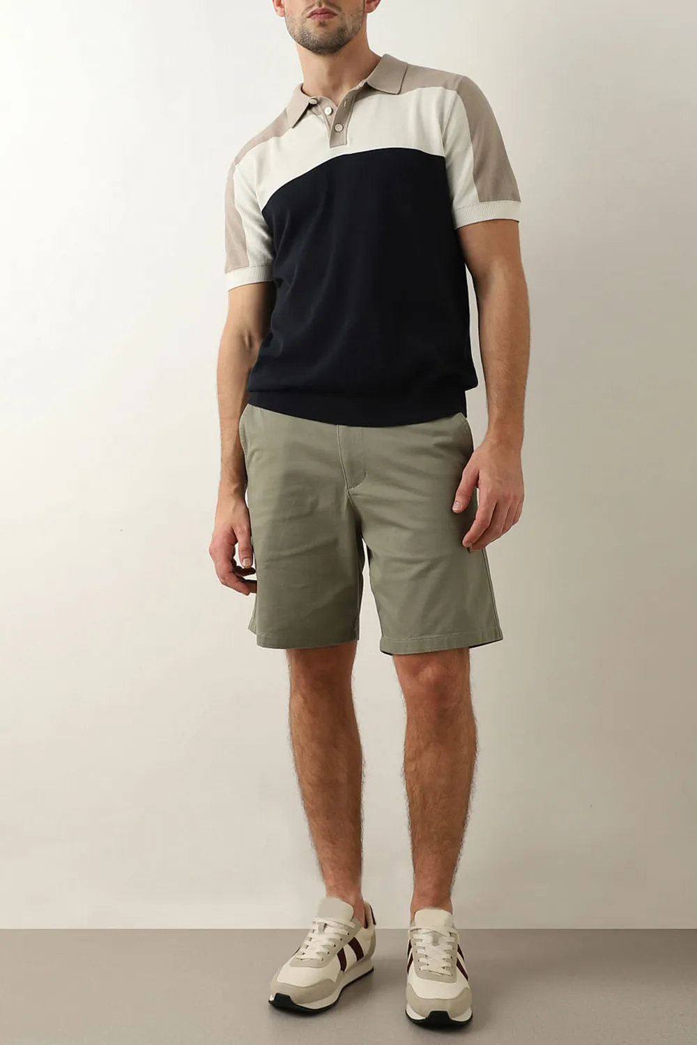 Green Mid Rise Cotton Chino Shorts