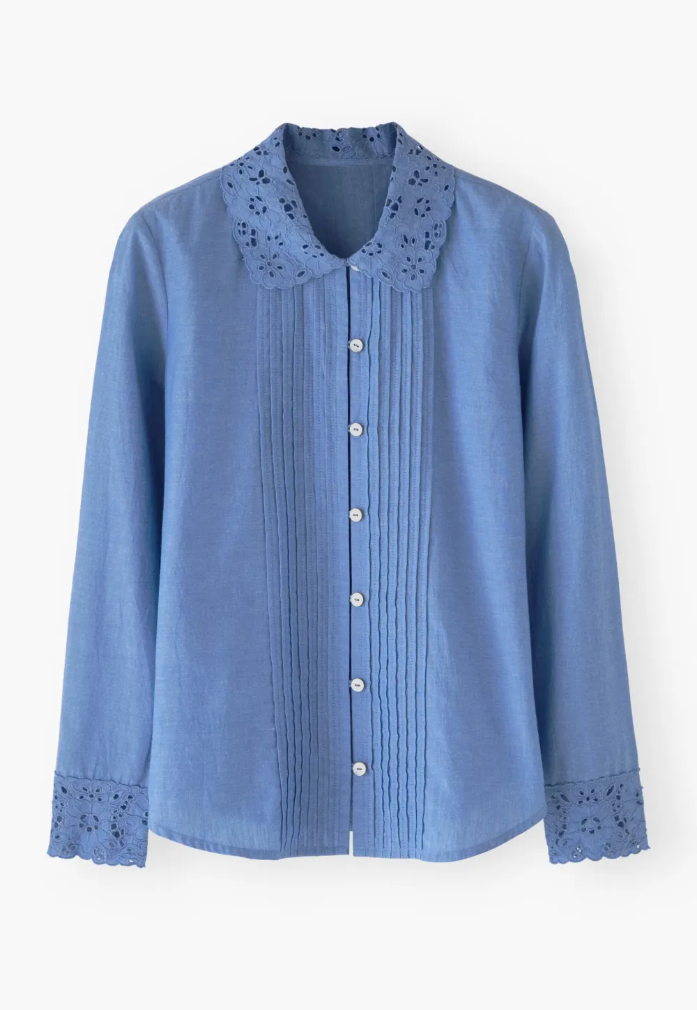 Chambray pleated blouse
Fine cotton