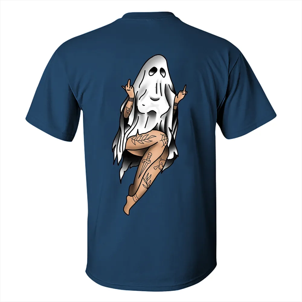 Naughty Sexy Naked Lady Ghost Printed Men's T-shirt