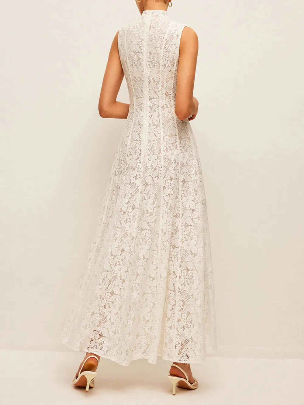 Lace Mock Neck Sleeveless Dress