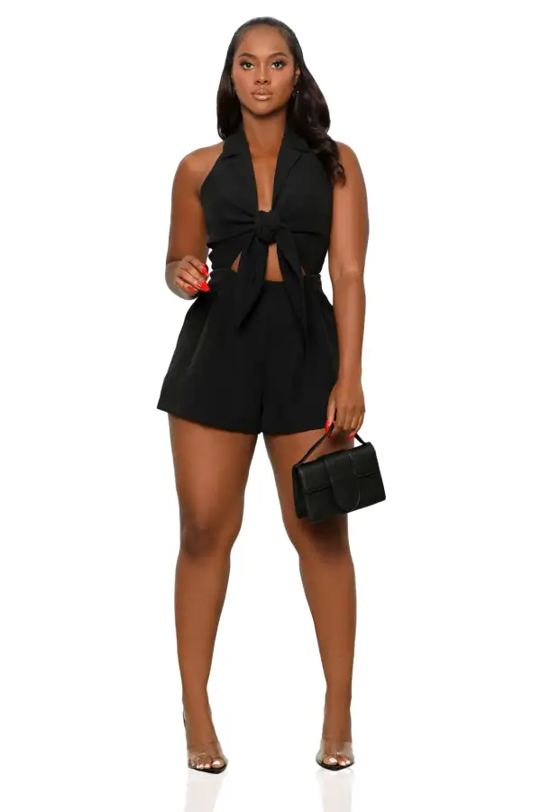 Wrapped In Love Romper (Black)