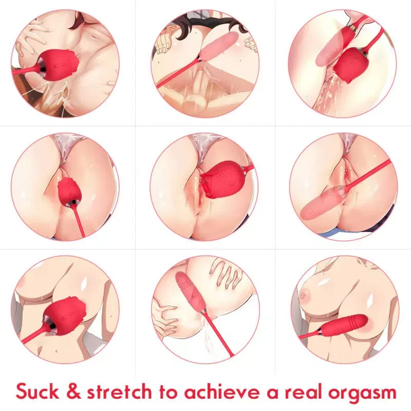 Rose Sucking Clit Vibrator Dildo Thrusting G-spot Massager Sex Toys for Women