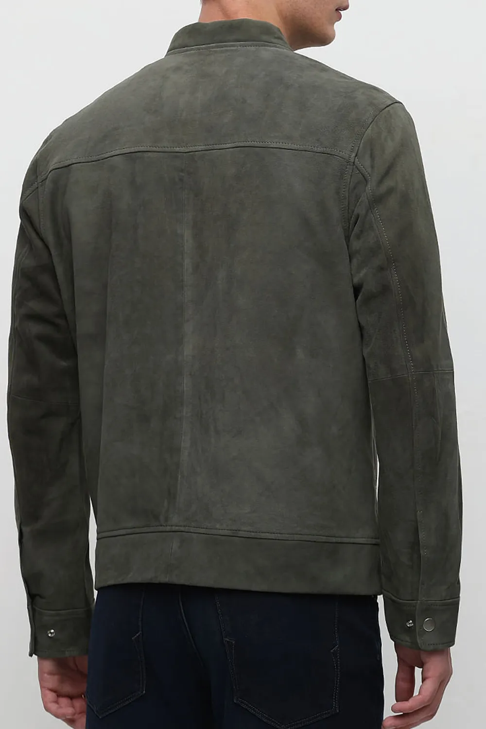 Green Suede Bomber Jacket