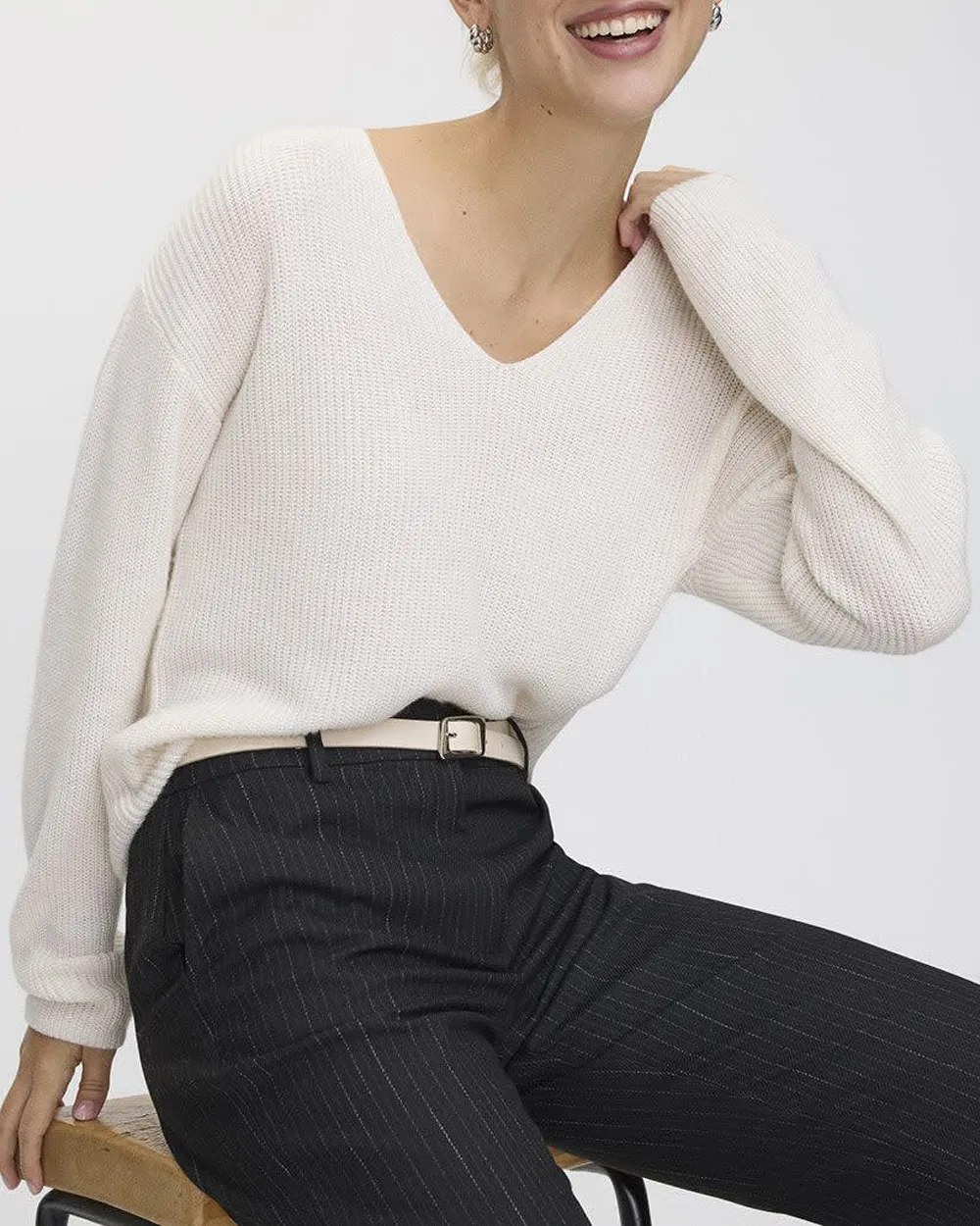 Cashmere-Blend V-Neck Sweater