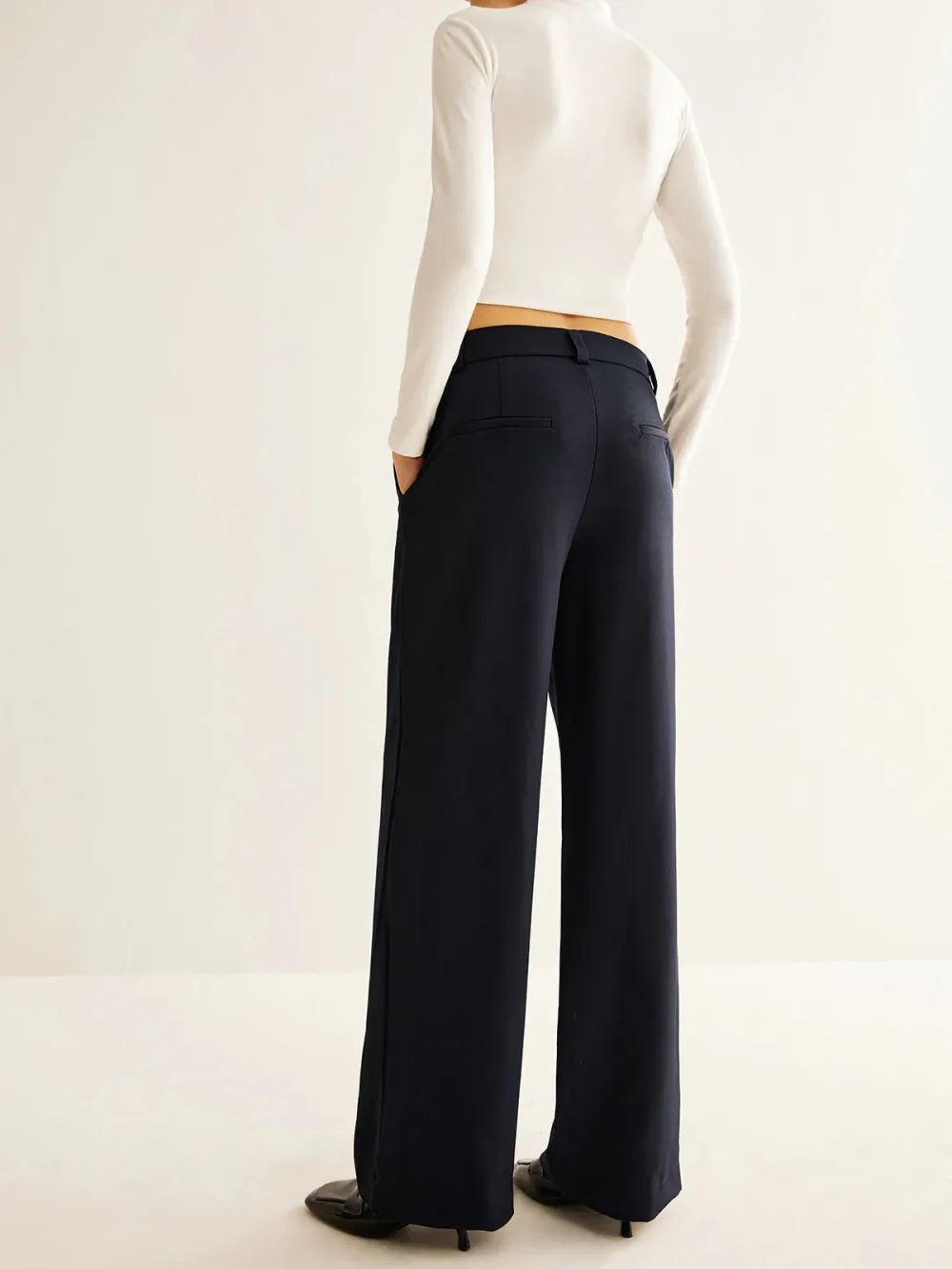 Zipper Design Mid-Waist Pants