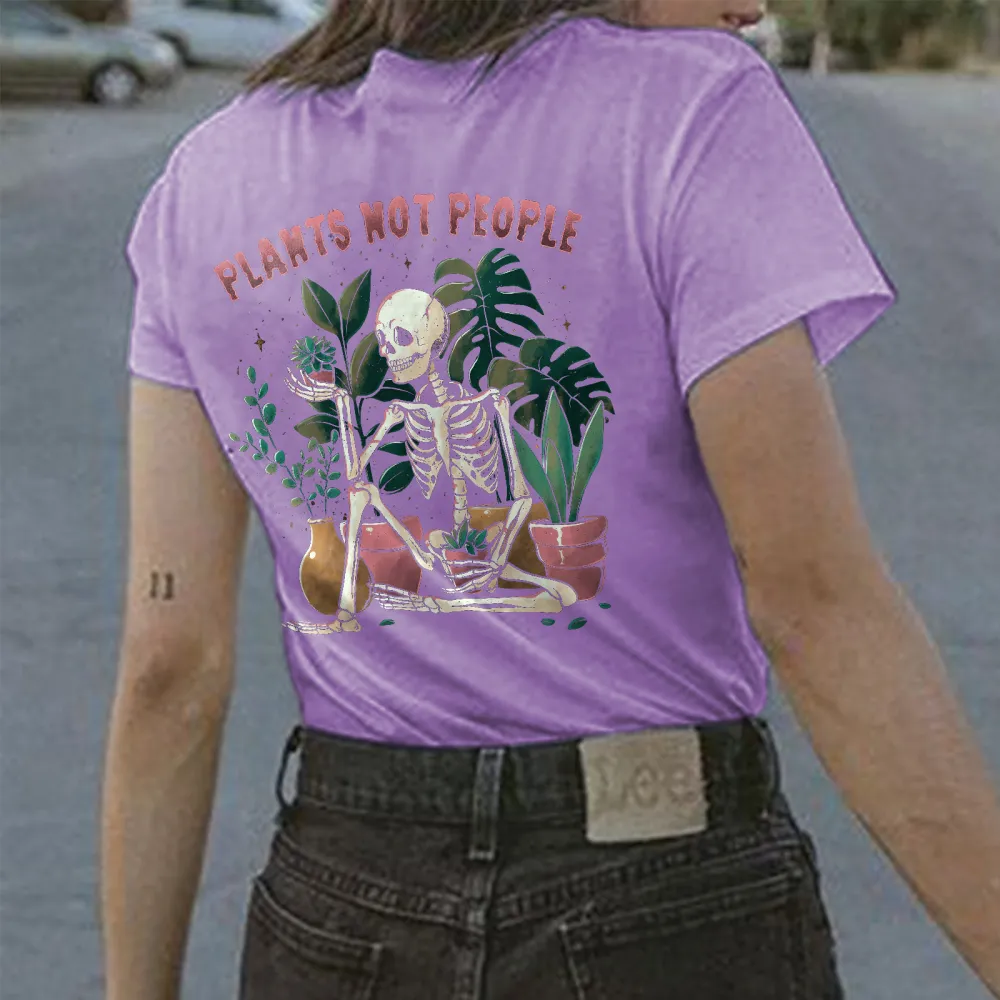Plants Not People Printed Skeleton T-shirt