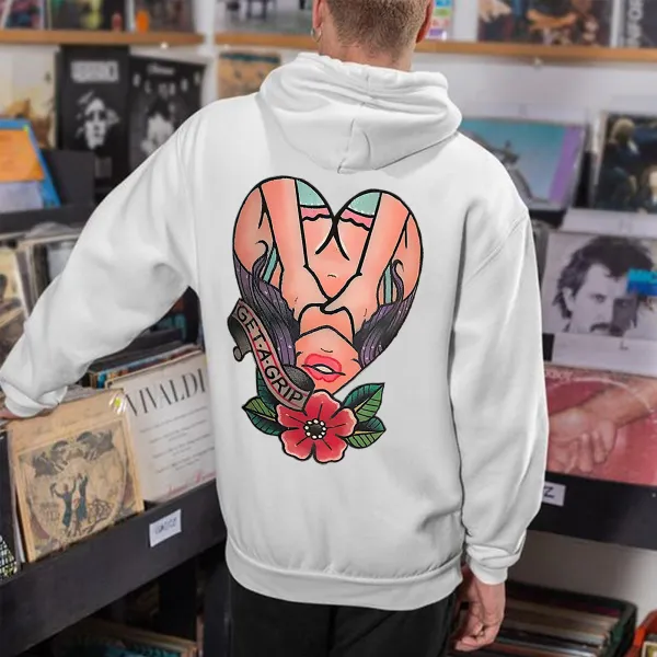 Get A Grip Floral Lady Print Men's Hoodie