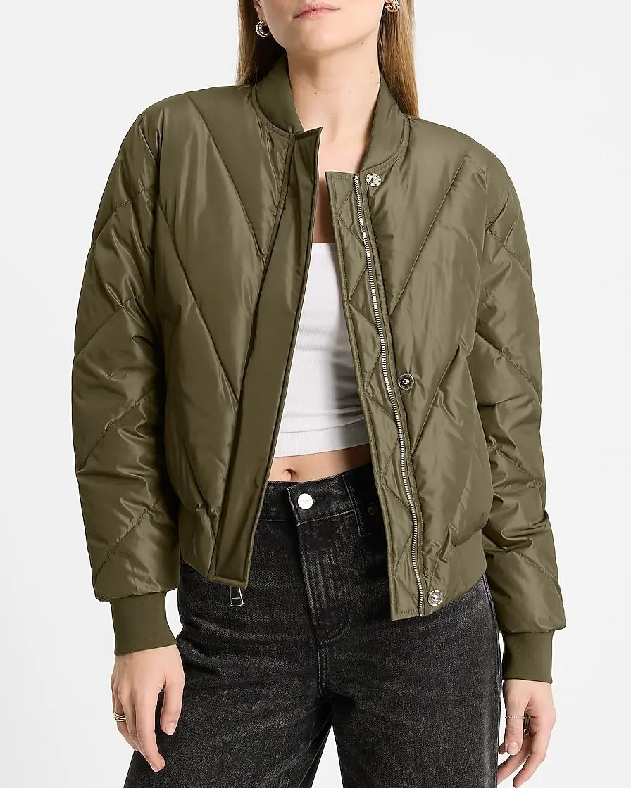 Cropped Puffer Bomber Jacket