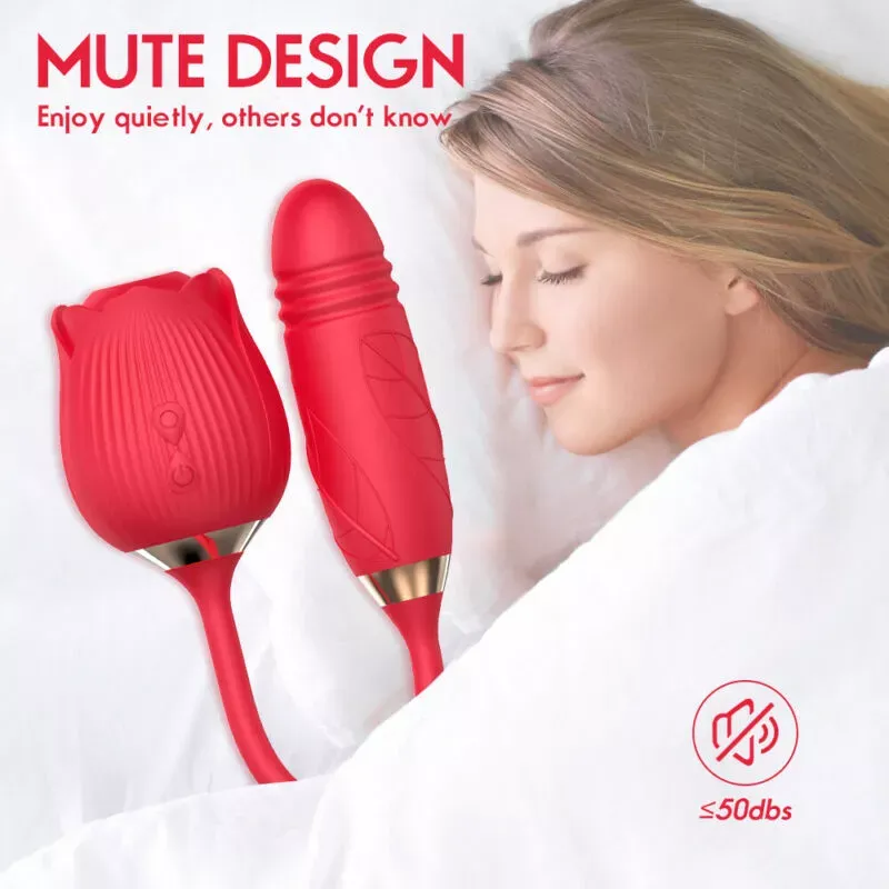 Rose Sucking Clit Vibrator Dildo Thrusting G-spot Massager Sex Toys for Women