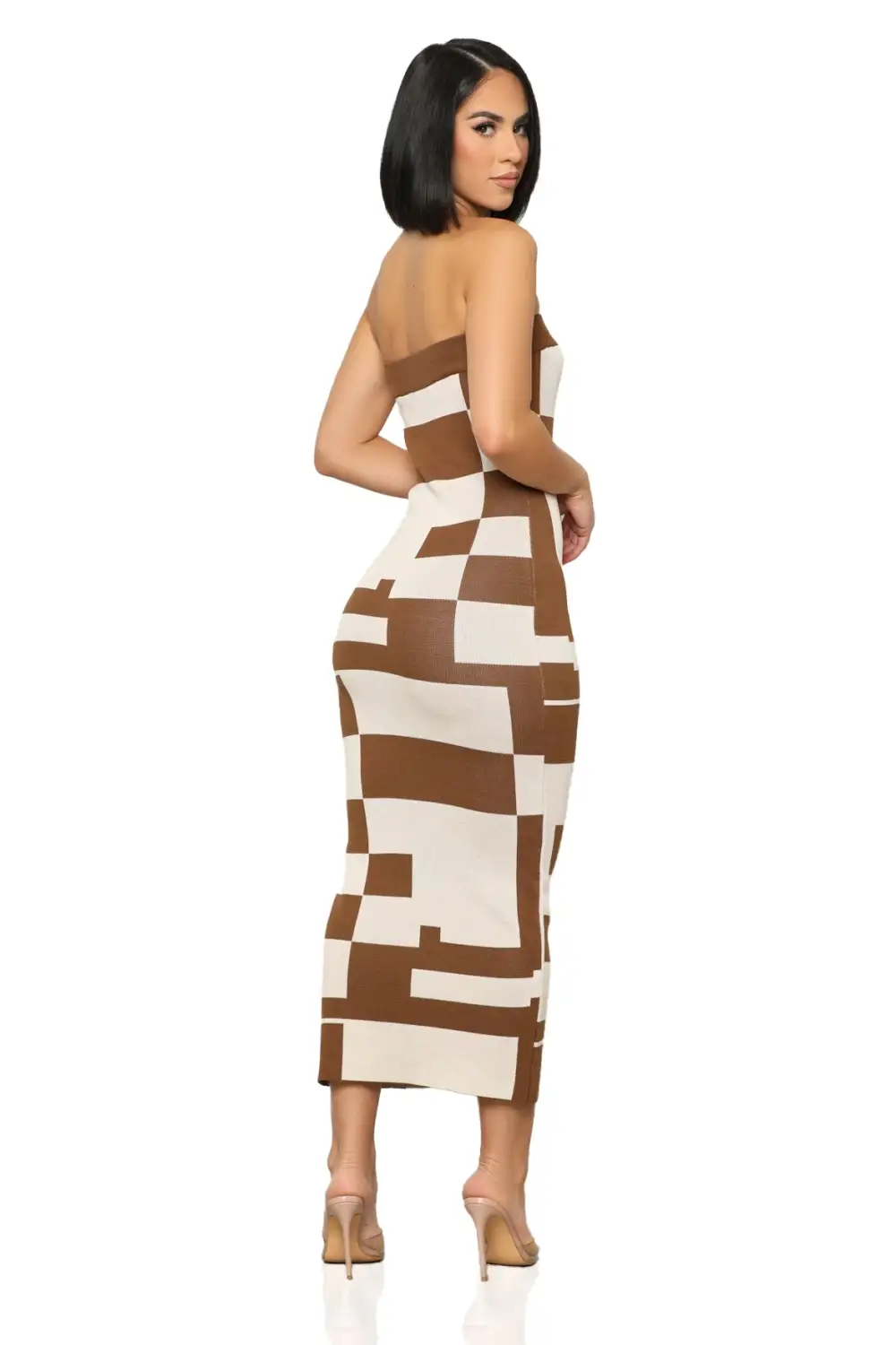 Natural Color Block Tube Dress