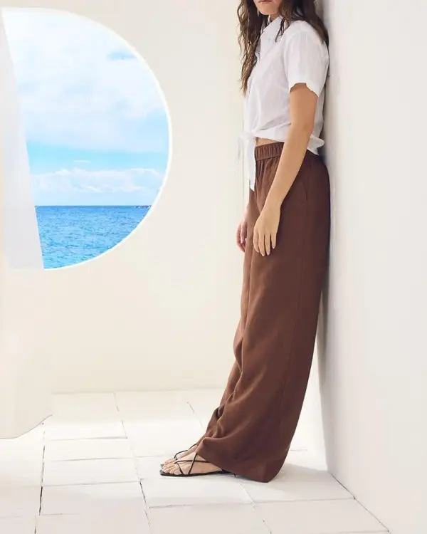 Linen Mid-Rise Wide-Leg Pant