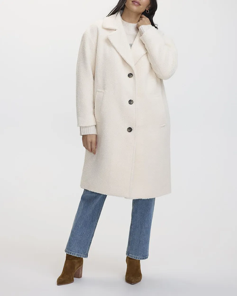 Sherpa Coat with Button Closure