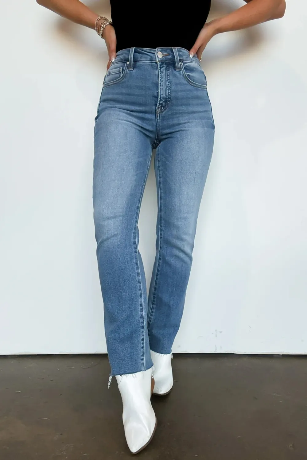 Tummy Control High Rise Crop Straight Jeans