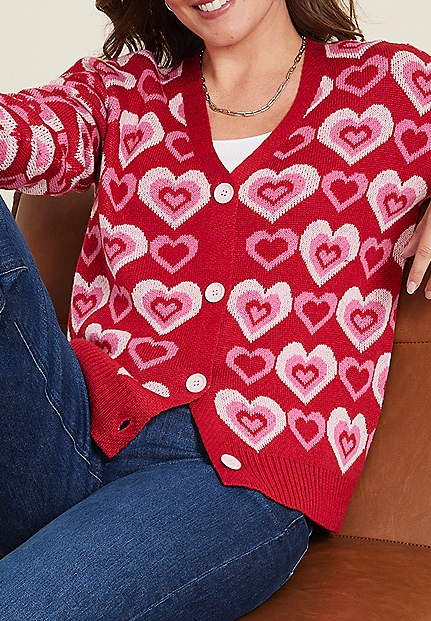 Heart Button Front Cardigan