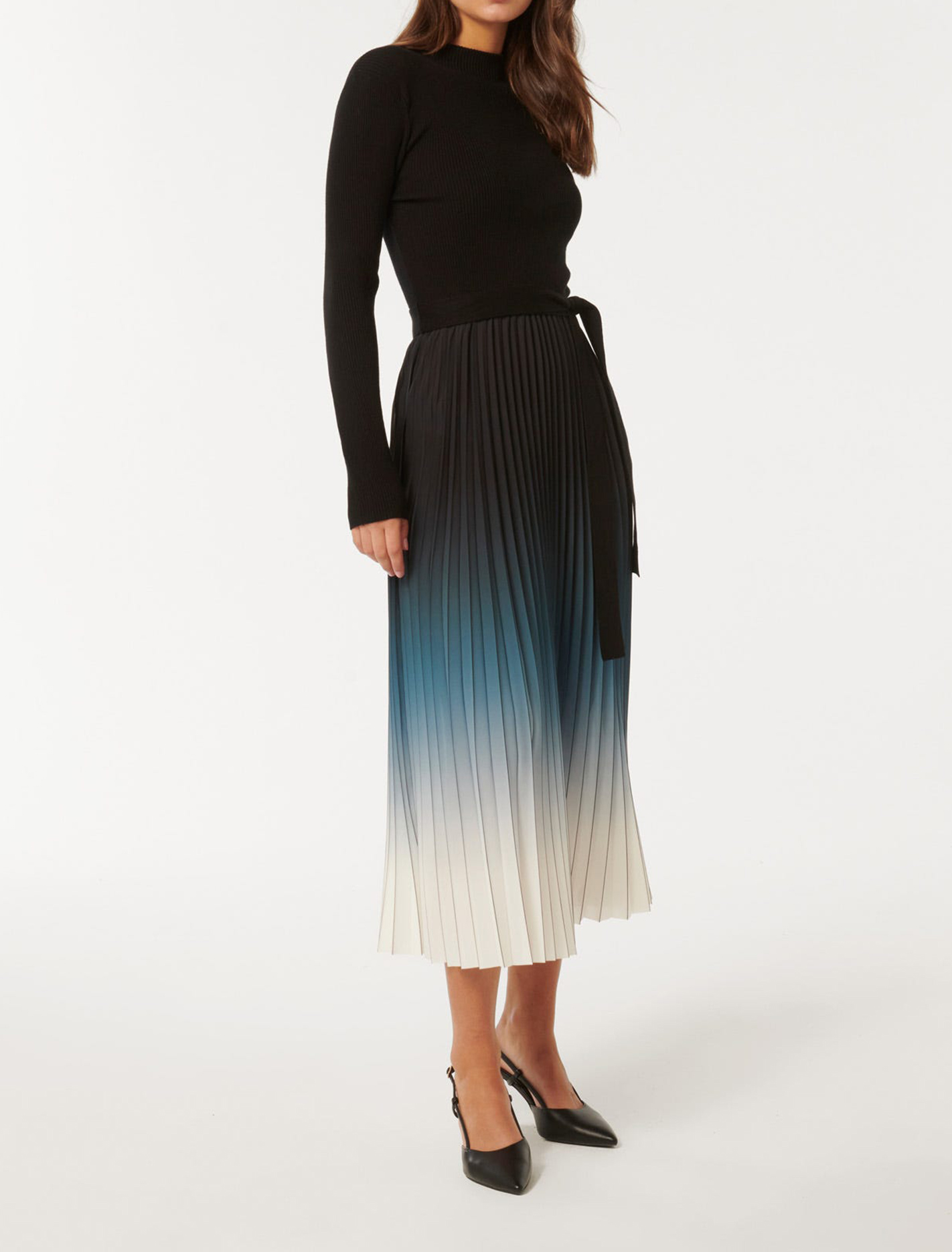 Harmony Ombre Pleat Midi Dress