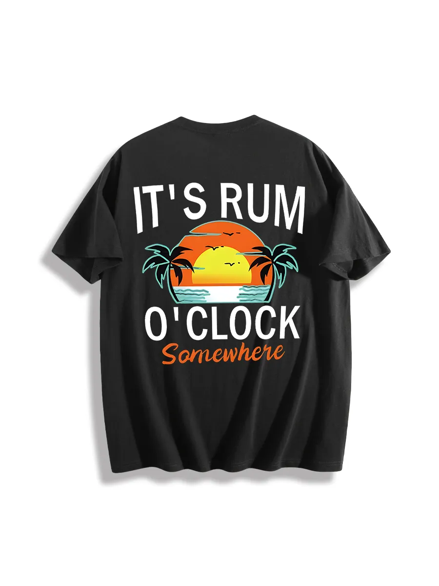 Funny Beach Rum Drinking Shirt, It’S Rum O’Clock Somewhere