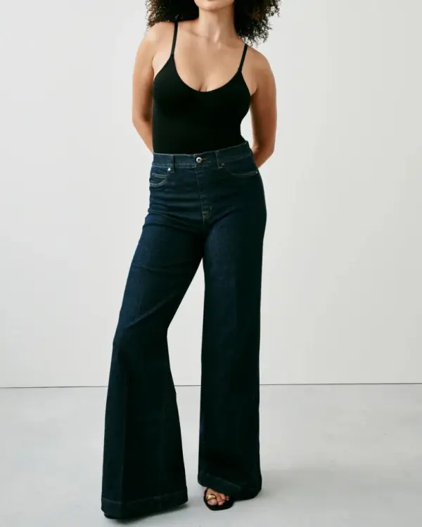 Raw Indigo Wide Leg Jeans