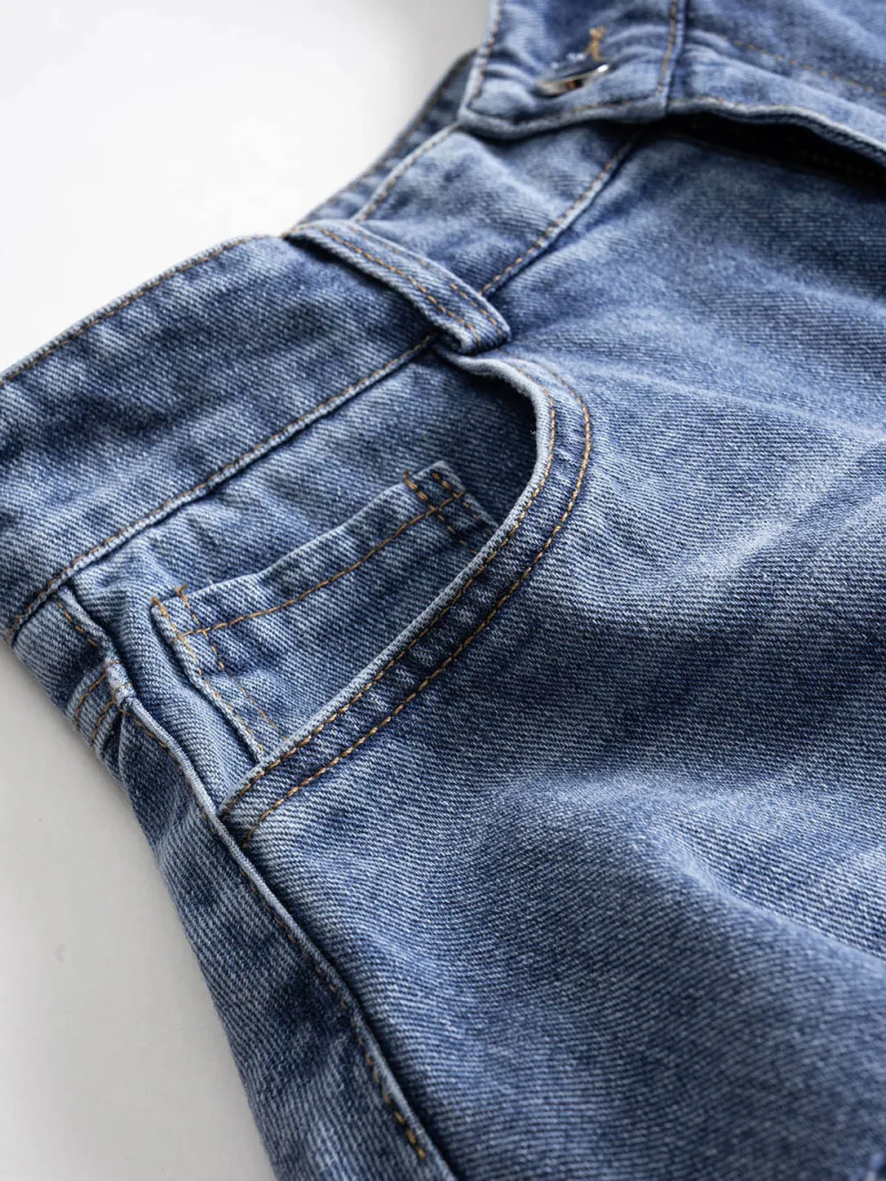Patchwork Wide Leg Denim Shorts With Pockets