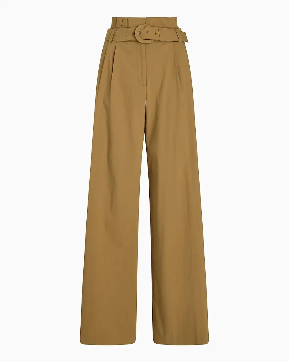 Super High Waisted Belted Paperbag Wide Leg Pant