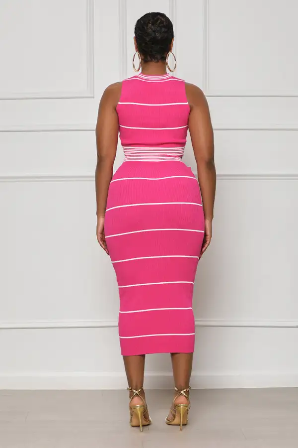 Stripe This Way Skirt Set (Pink Multi)-FINAL SALE
