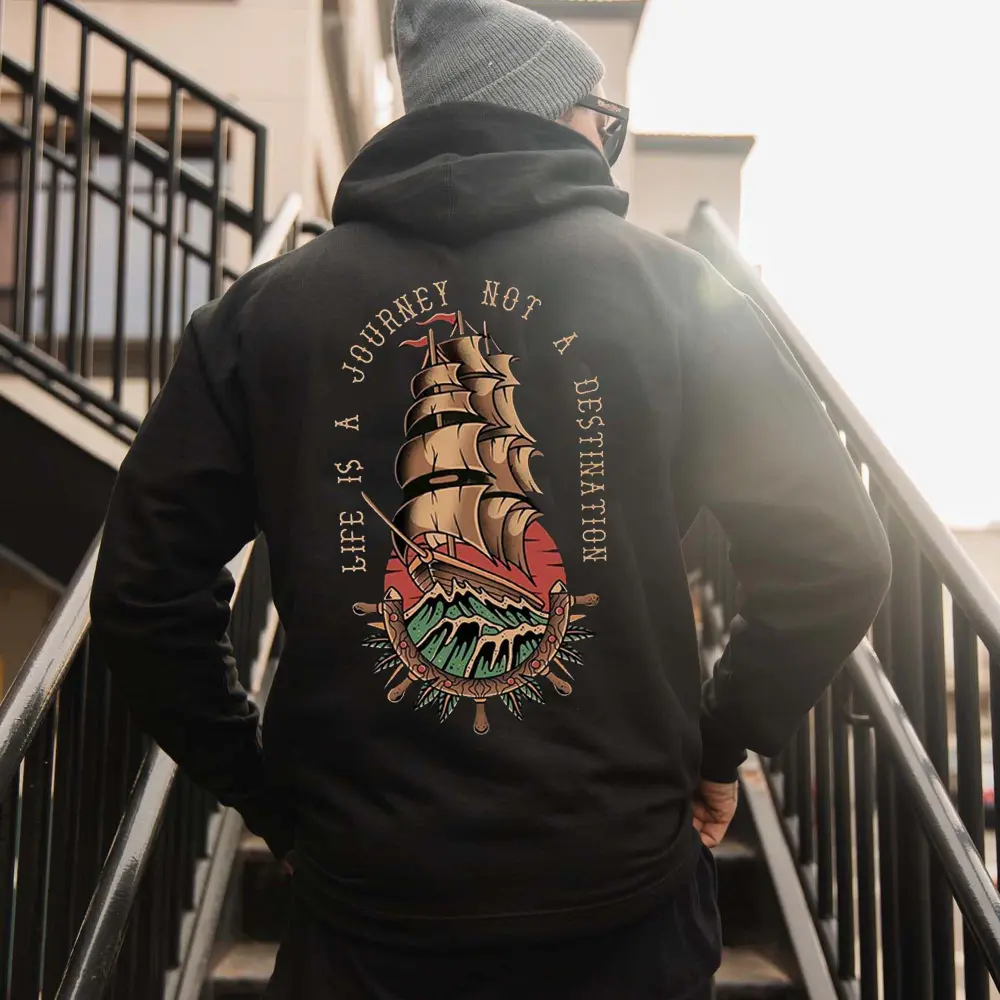 Life Is A Journey Not A Destination Printed Men's Hoodie
