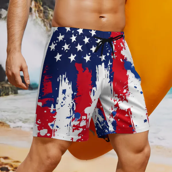 American Flag Splash Art Sports Board Shorts
