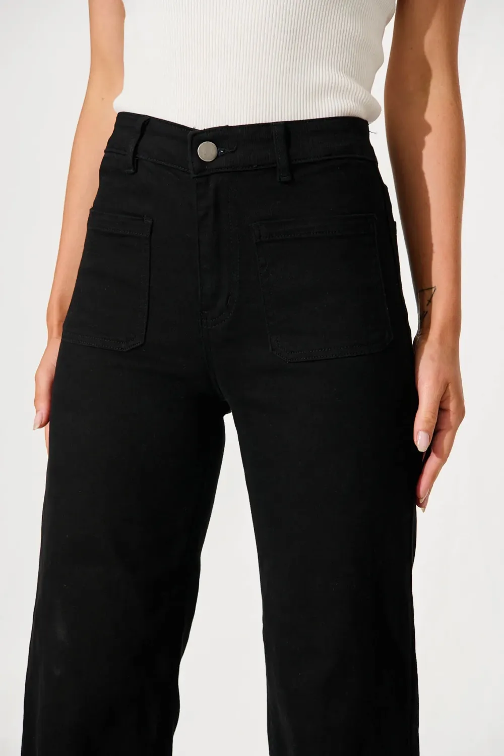 Black High Waisted Straight Leg Jeans