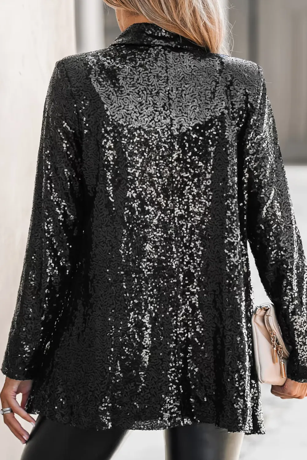 Starlight Sequin Open-Front Blazer