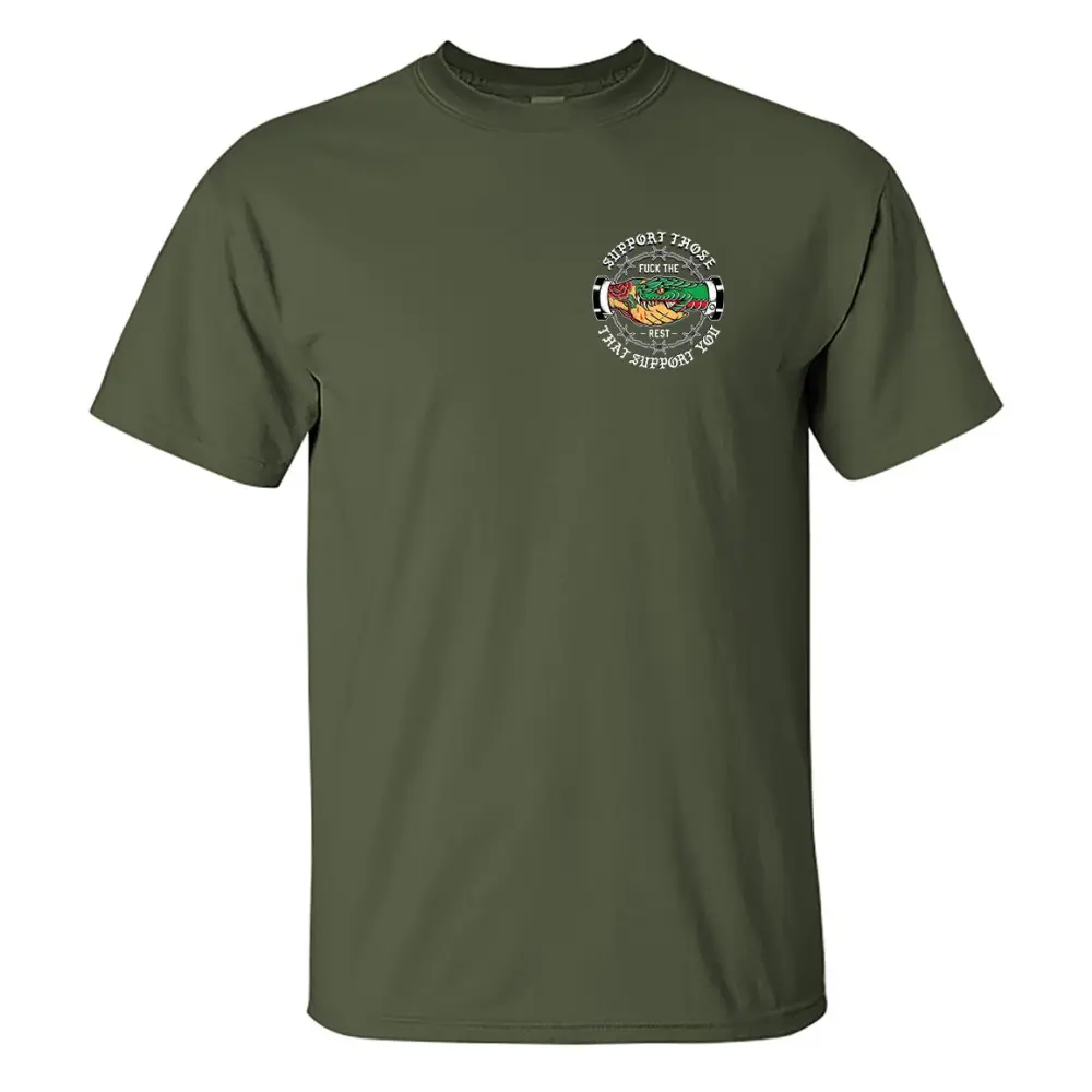 SUPPORT THOSE THAT SUPPORT YOU Snake Graphic Black Print T-shirt