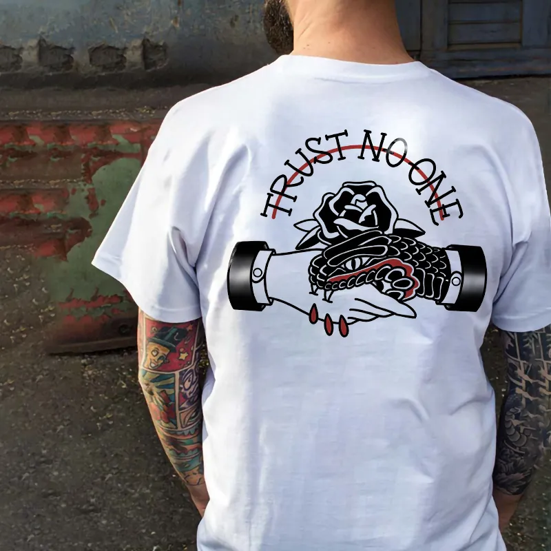 Trust No One Snake Floral Print Classic White T-shirt