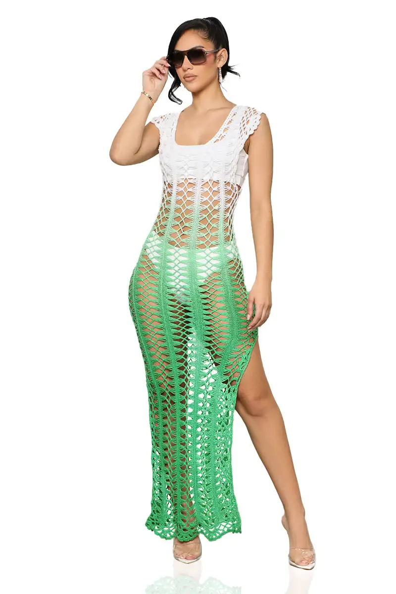 Fade Out Crochet Dress (Green)- FINAL SALE