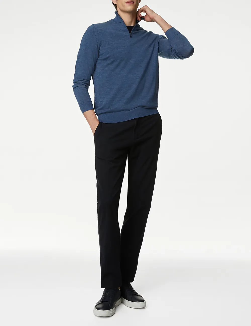 Pure Extra Fine Merino Wool Half Zip Jumper