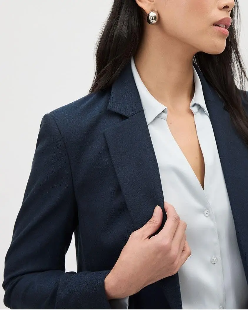 Indigo Double-Breasted Open Flannel Blazer