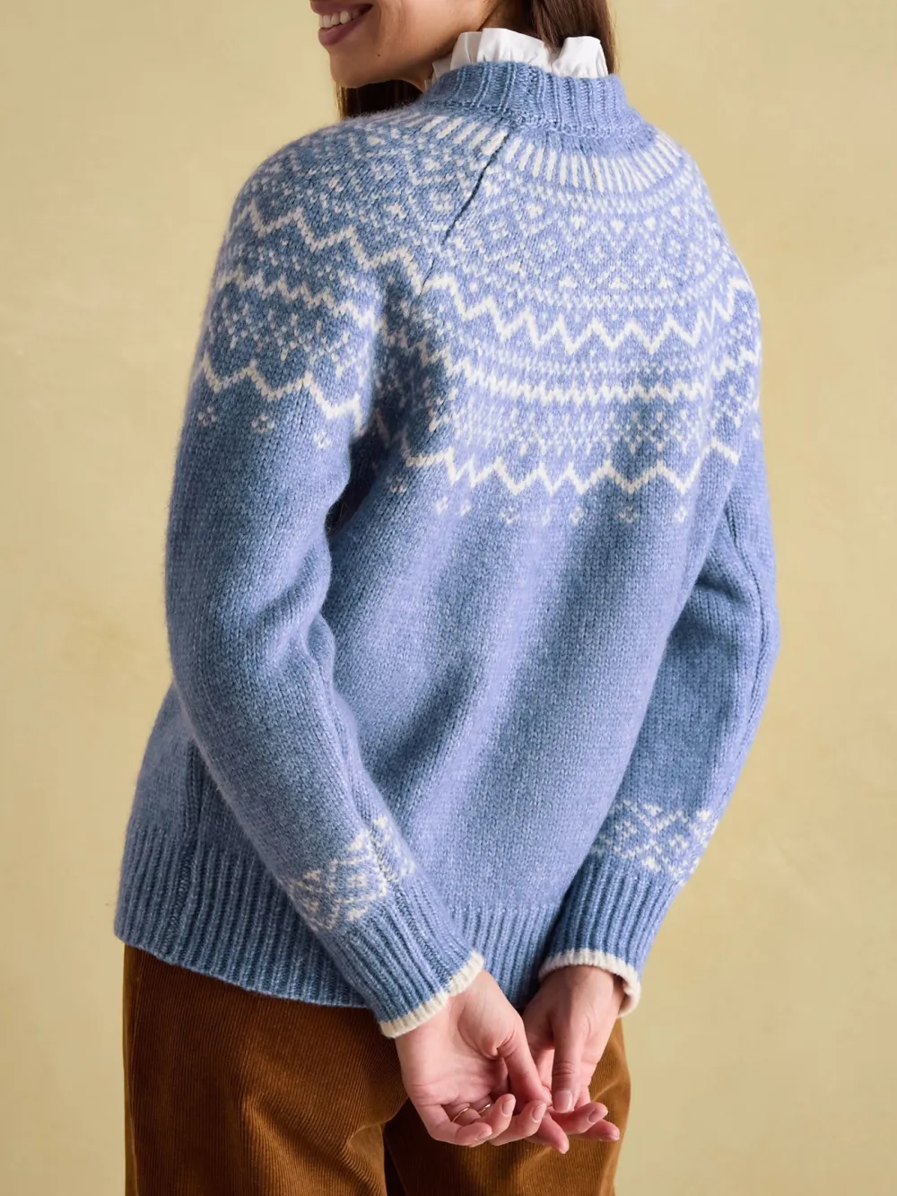 Charlotte Pink Crew Neck Fairisle Pattern Jumper