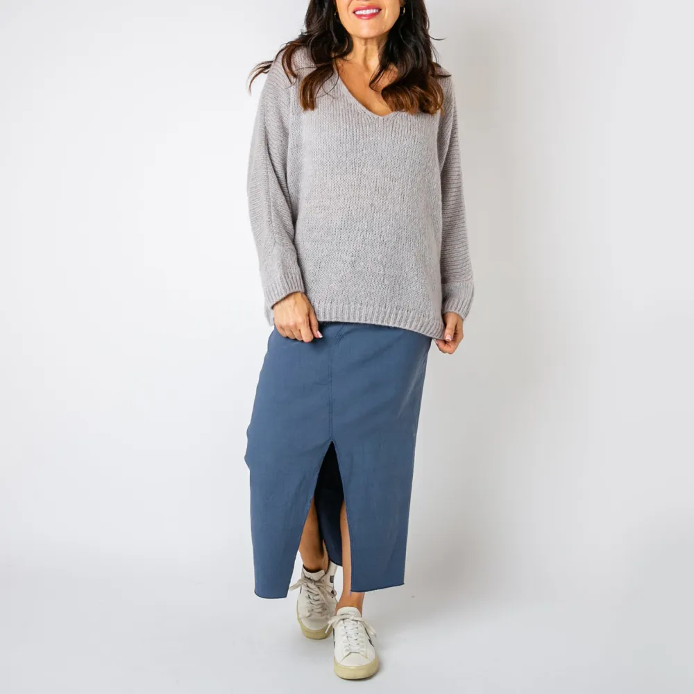 Light Grey V-Neck Jumper