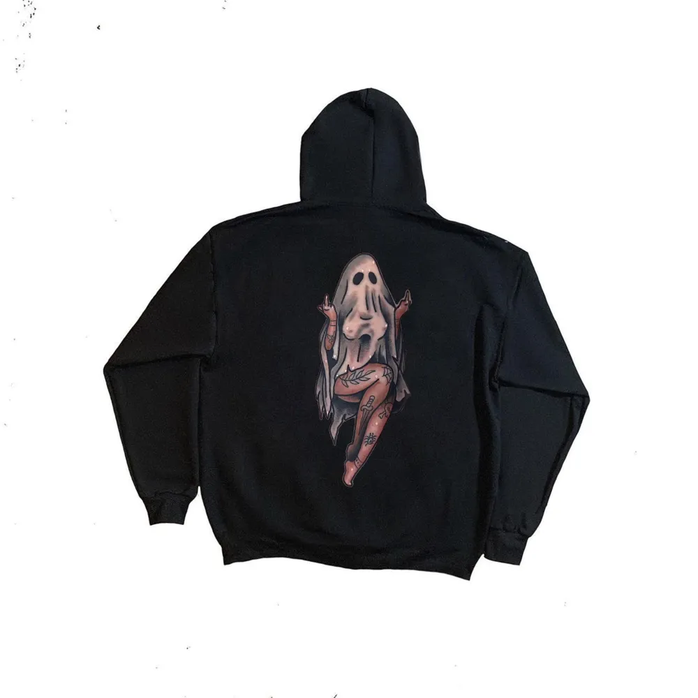 Ghost Tattoo Temptation Printed Men's Zip-Up Hoodie