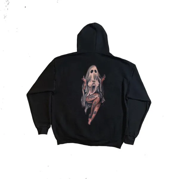 Ghost Tattoo Temptation Printed Men's Zip-Up Hoodie