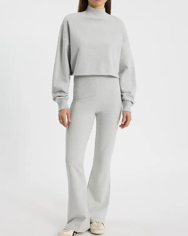 Mock Neck Cropped Sweatshirt