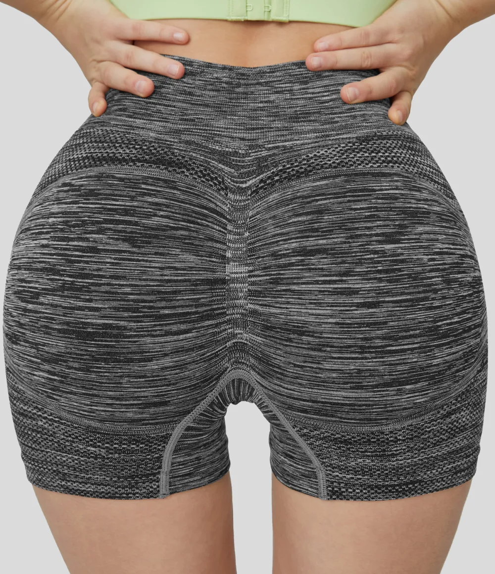 Seamless Flow High Waisted Butt Lifting Ruched Deep Dye Yoga Biker Shorts 3.5''