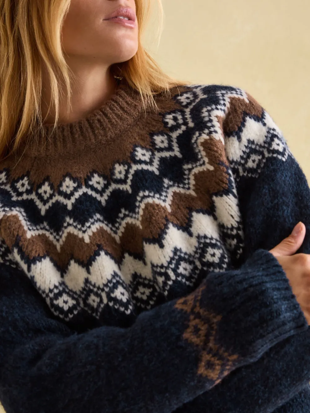 Lowry Red/Navy Fairisle Pattern Jumper