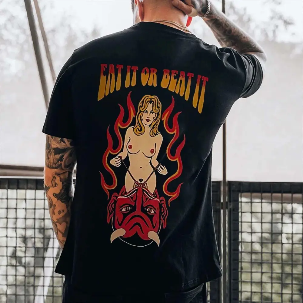 Eat It Or Beat It Printed Men's T-shirt