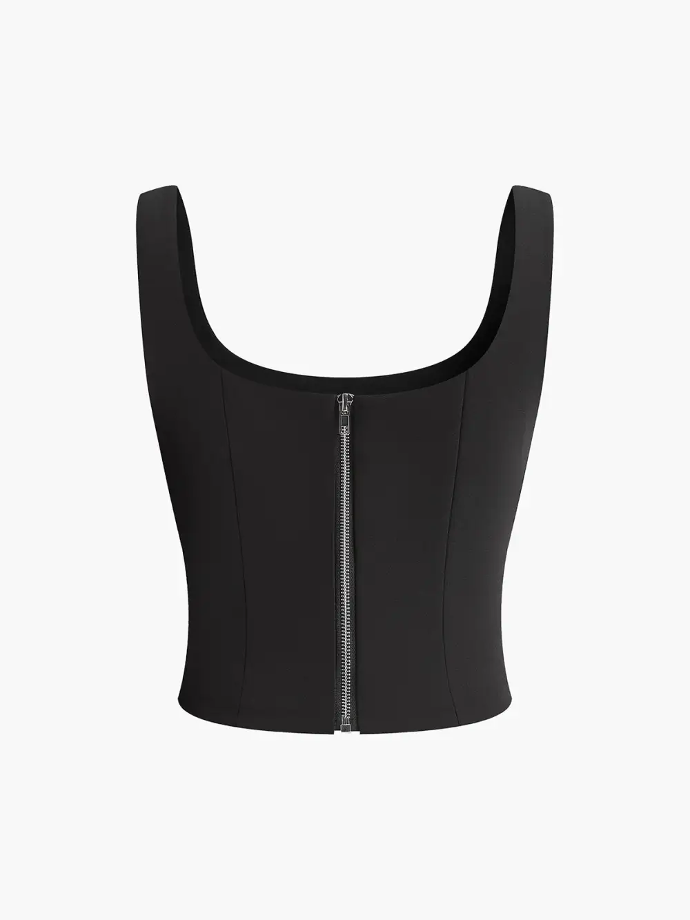 Rhinestonel Detail Square Neck Cropped Top With Back Zipper