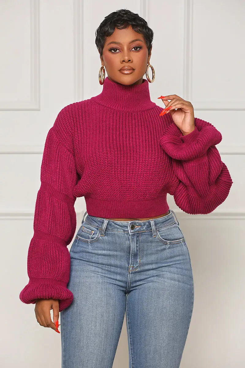 Burst Your Bubble Cropped Sweater (Fuchsia)- FINAL SALE